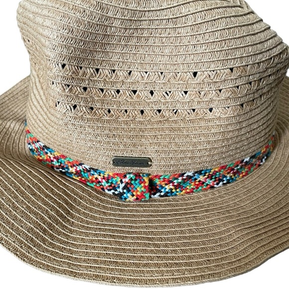 new eddie bauer women’s straw sun hat with colorful band! - Picture 3 of 4